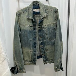 Calvin Klein Jeans denim jacket/over-shirt. Faded/worn look provided by design.